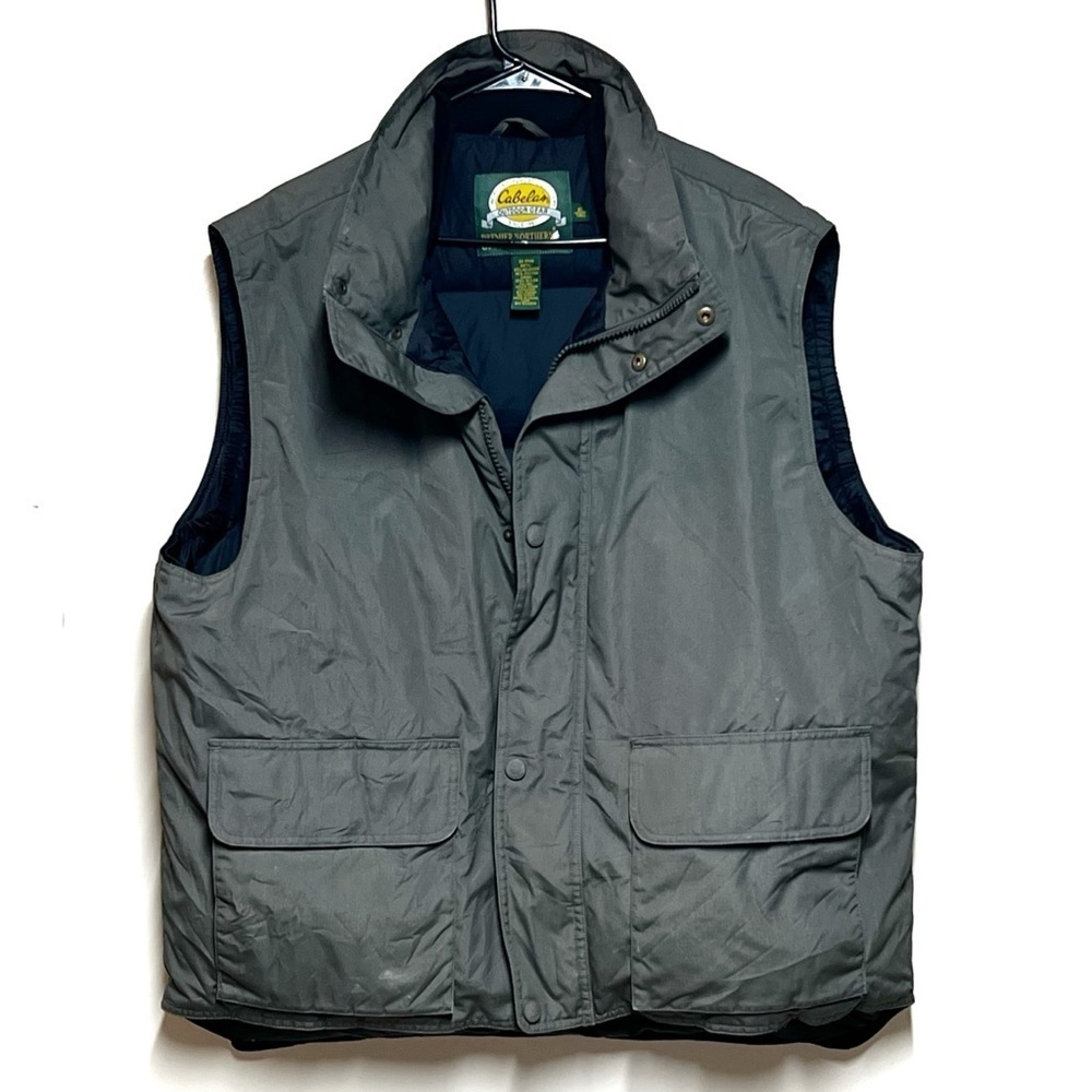 Cabelas Premier Northern Goose Down Puffer Vest Mens Green Hiking Outdoor Sz XLT